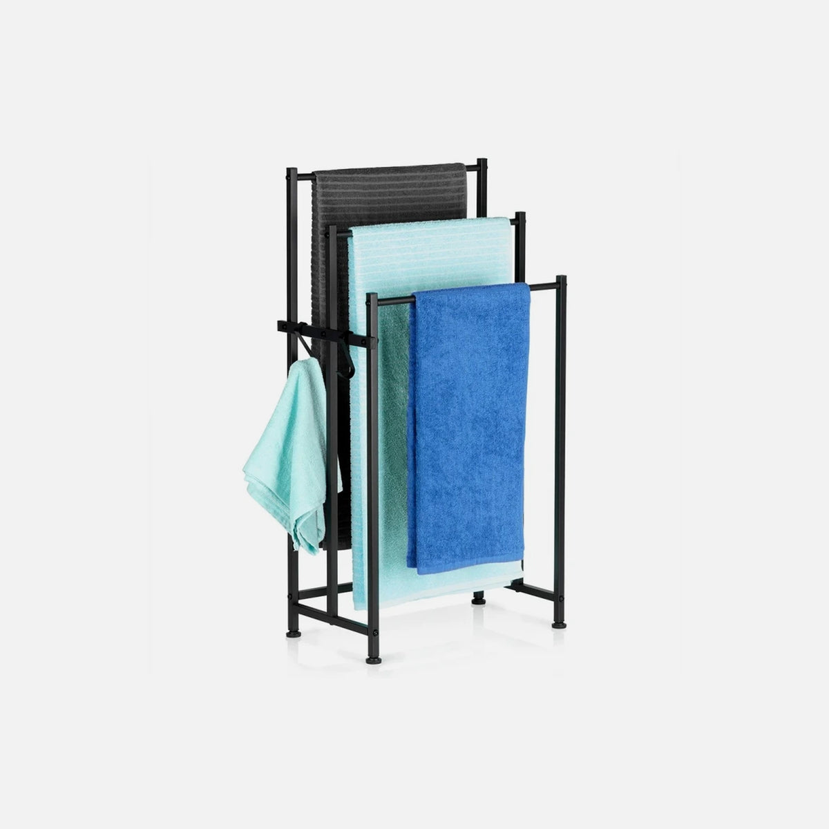 Vilde Towel Stand Triple Bar 45×25×84cm – Industrial Loft, Powder-Coated, Black