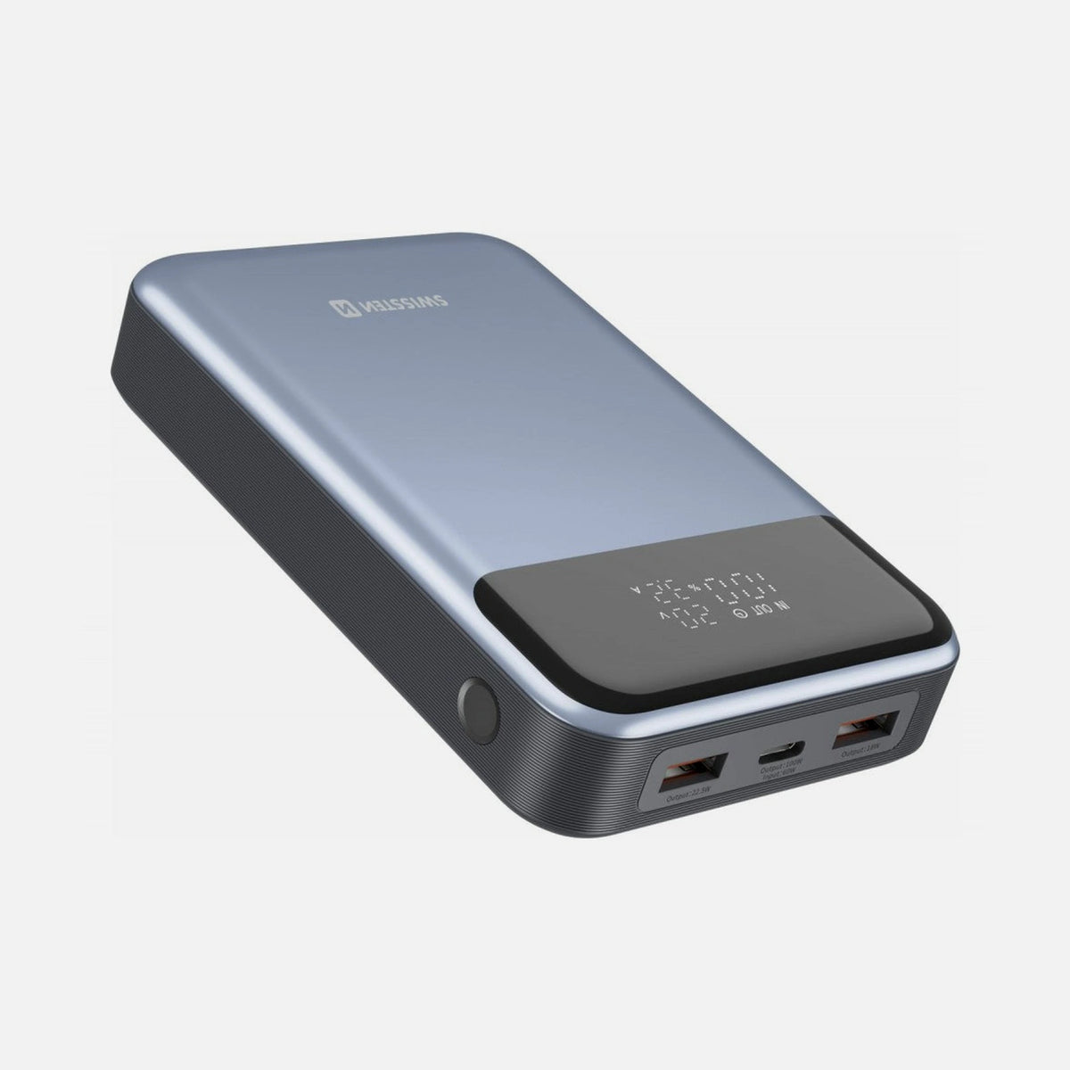Swissten Laptop Power Bank 20000mAh 100W – USB-C PD + 2× USB-A QC 3.0, Grey