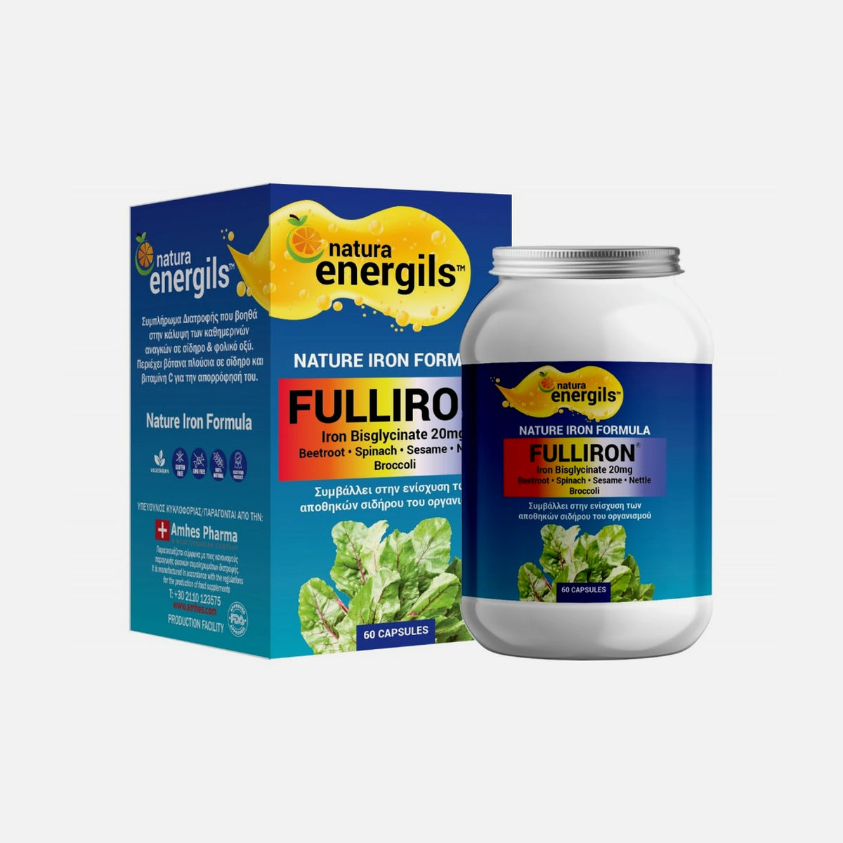 Natura Energils Fulliron Iron + Vitamin C + Folic Acid for Maximum Absorption – 60 Capsules
