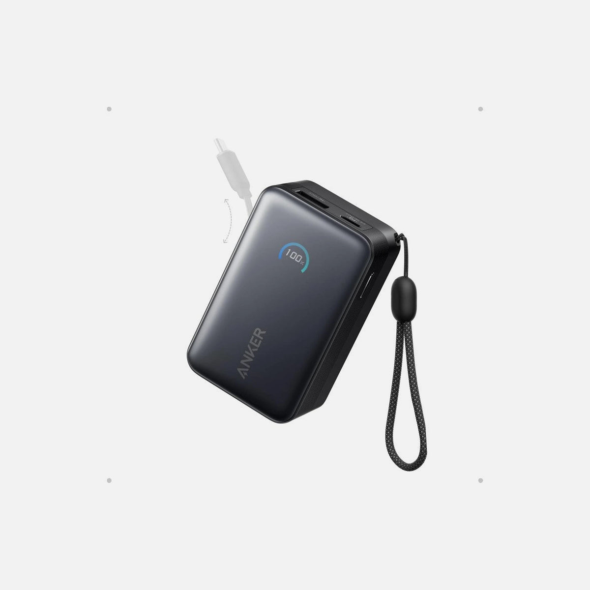 Anker Nano Power Bank 10K 45W PD 10000mAh – Built-in USB-C Cable, 2x USB-C + 1x USB-A, Phantom Black