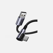 Ugreen USB-A to USB-C 90° Right-Angle Cable Nylon Braided 3A 18W 2m – Gray