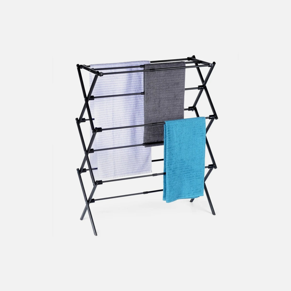 Vilde Vertical Folding Floor Drying Rack 3-Tier 47-78×94cm – Metal, Black