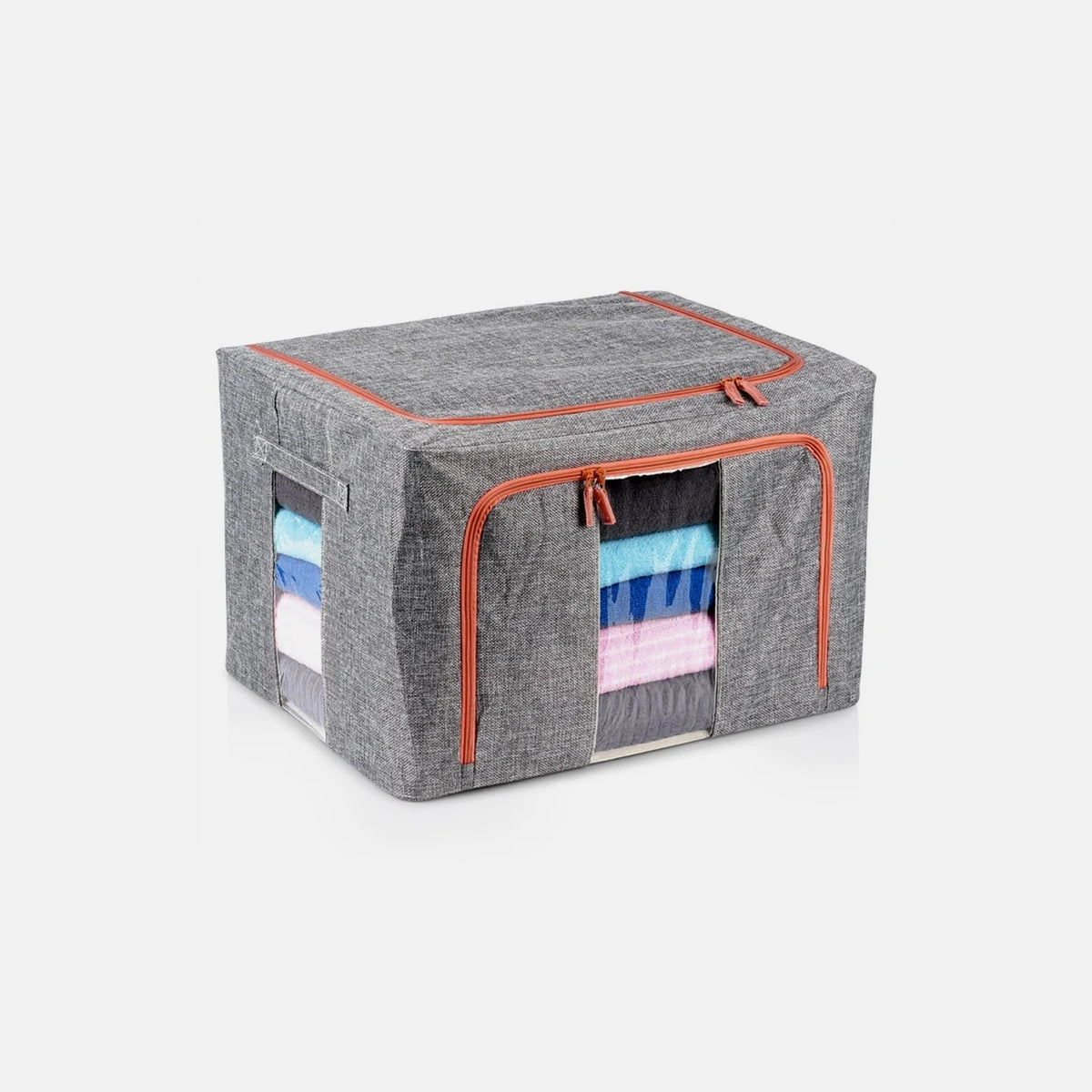 Vilde Fabric Storage Box 66L 50×40×33cm with 2 Window Openings – Gray