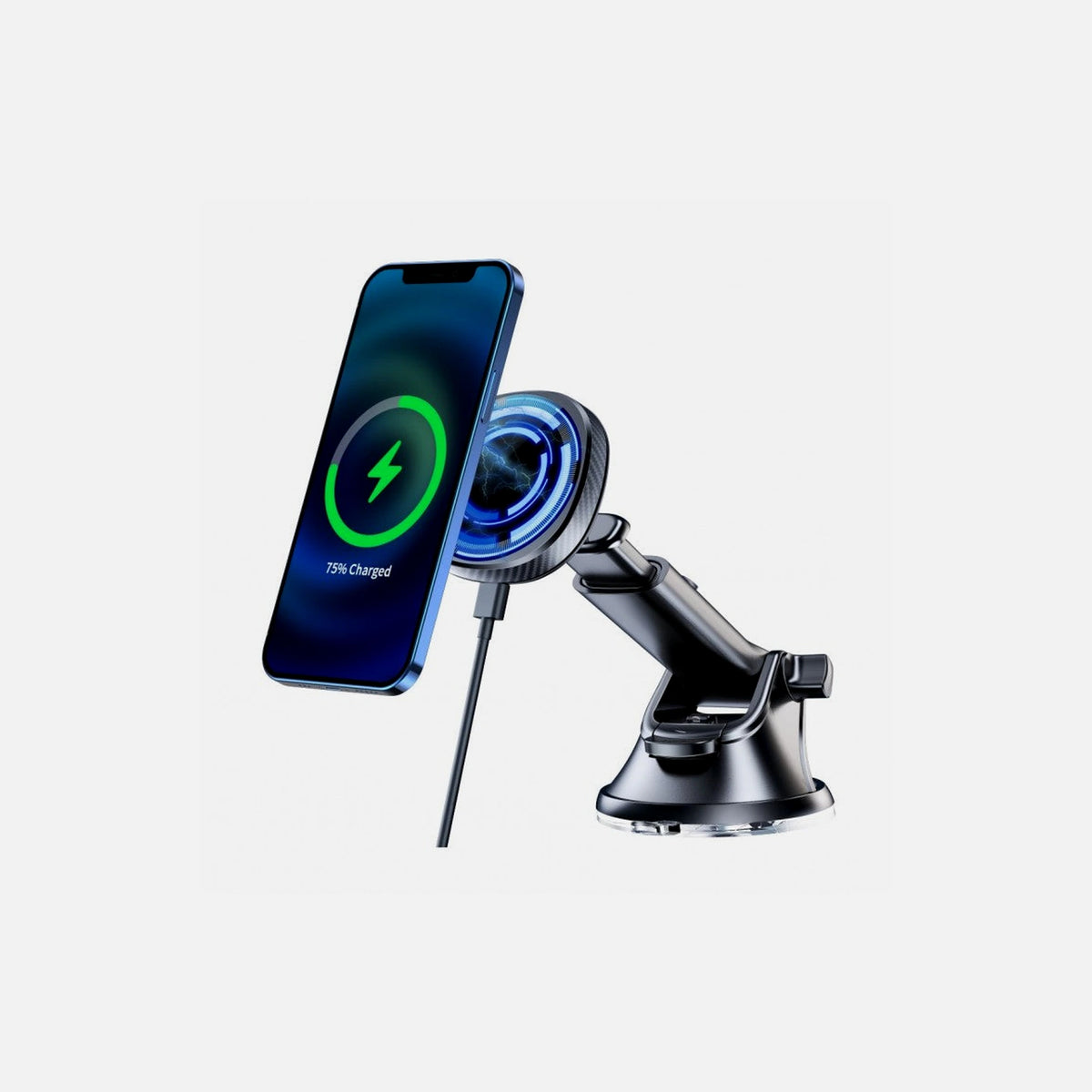 Swissten Magnetic Car Phone Mount – 15W MagSafe Qi Wireless Charger, Dashboard / Windshield
