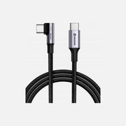 Swissten Arcade USB-C to USB-C 90° Right Angle Cable 2m 100W – Nylon Braided, Black