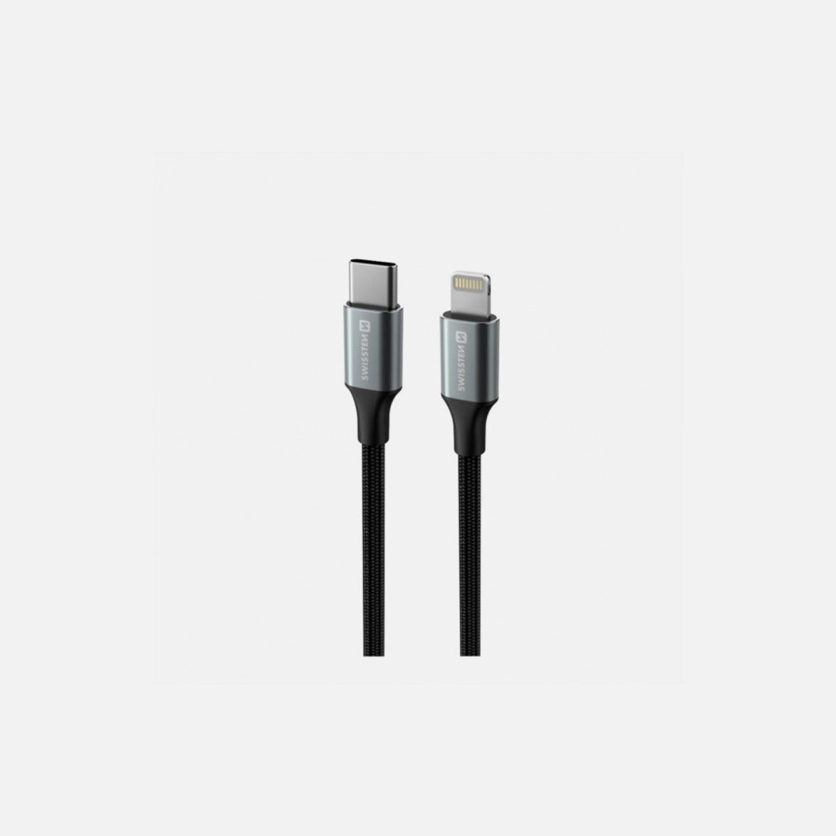 Swissten Durable Textile II USB-C to Lightning Cable 1.5m – Nylon Braided, Black
