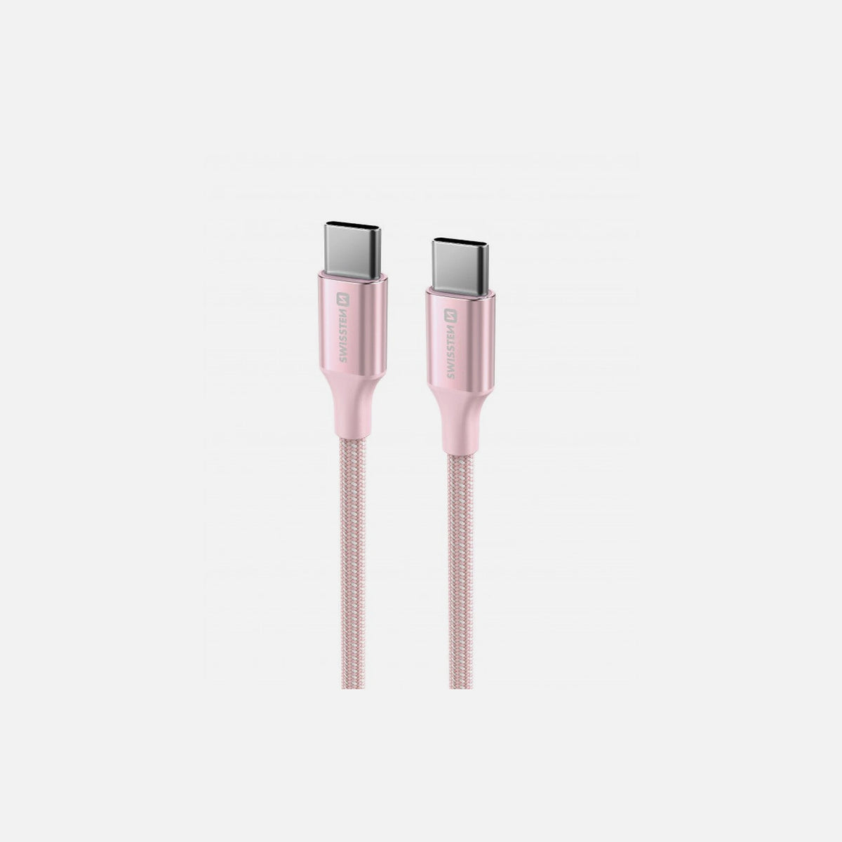 Swissten Durable Textile II USB-C to USB-C Cable 1.5m 60W – Nylon Braided, Pink