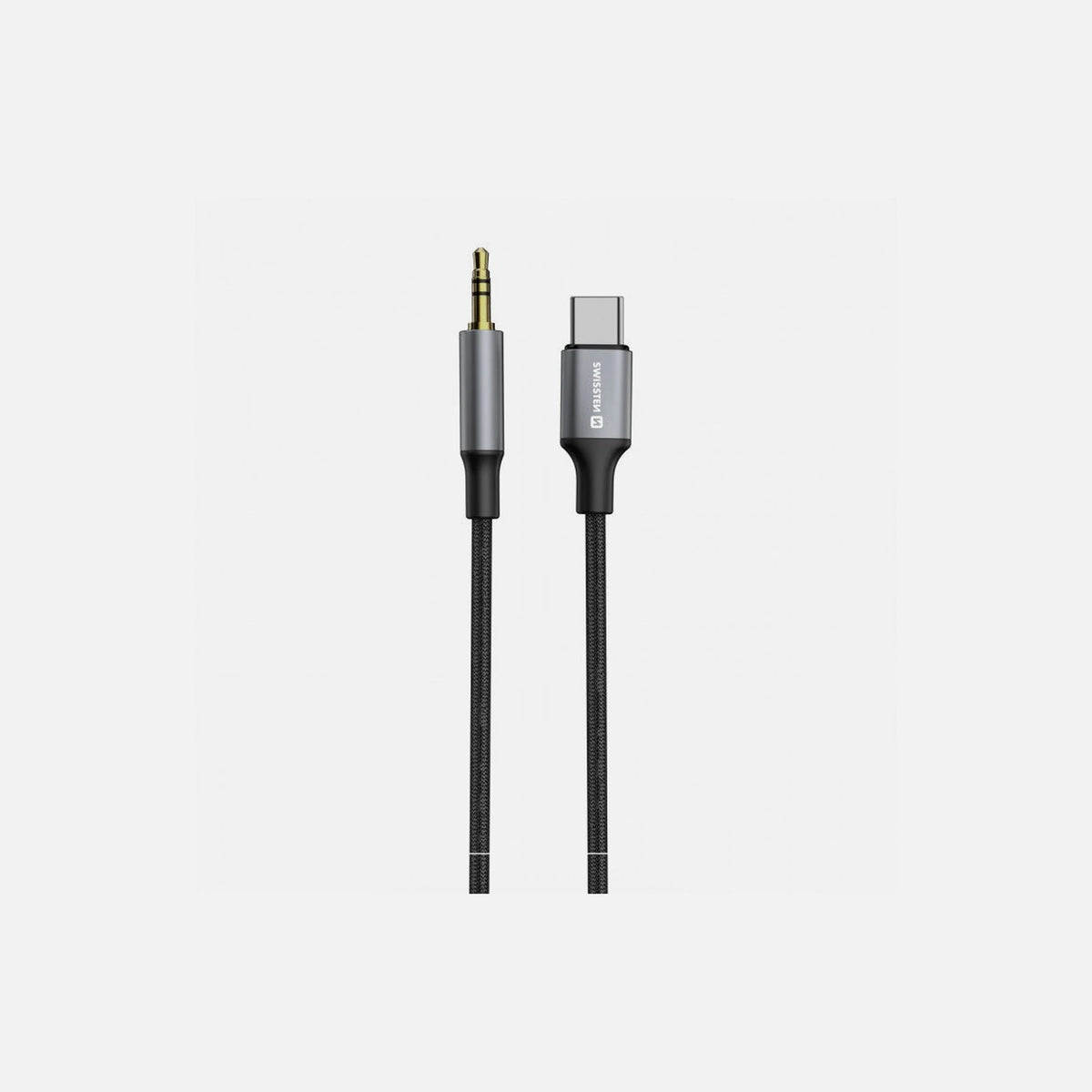Swissten USB-C to 3.5mm AUX Audio Cable 1.5m – Nylon Braided, Black