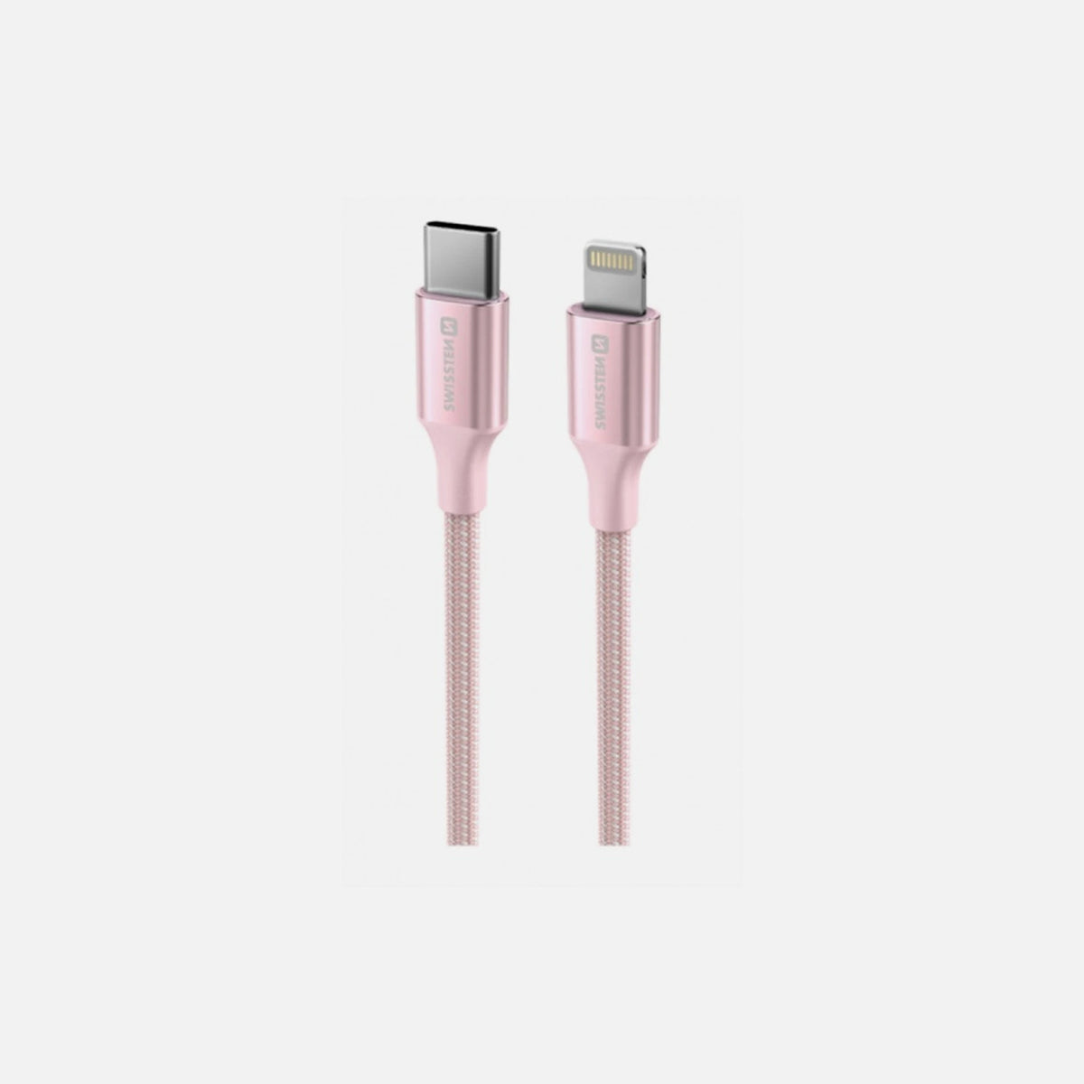 Swissten Durable Textile II USB-C to Lightning Cable 1.5m 30W – Nylon Braided, Pink