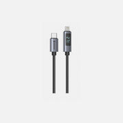 Swissten USB-C to Lightning Cable 1m 30W with LCD Display – Nylon Braided, Black