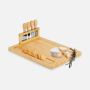 Vilde Premium Bamboo Cheese Board with 4 Knives – Serving Platter Set