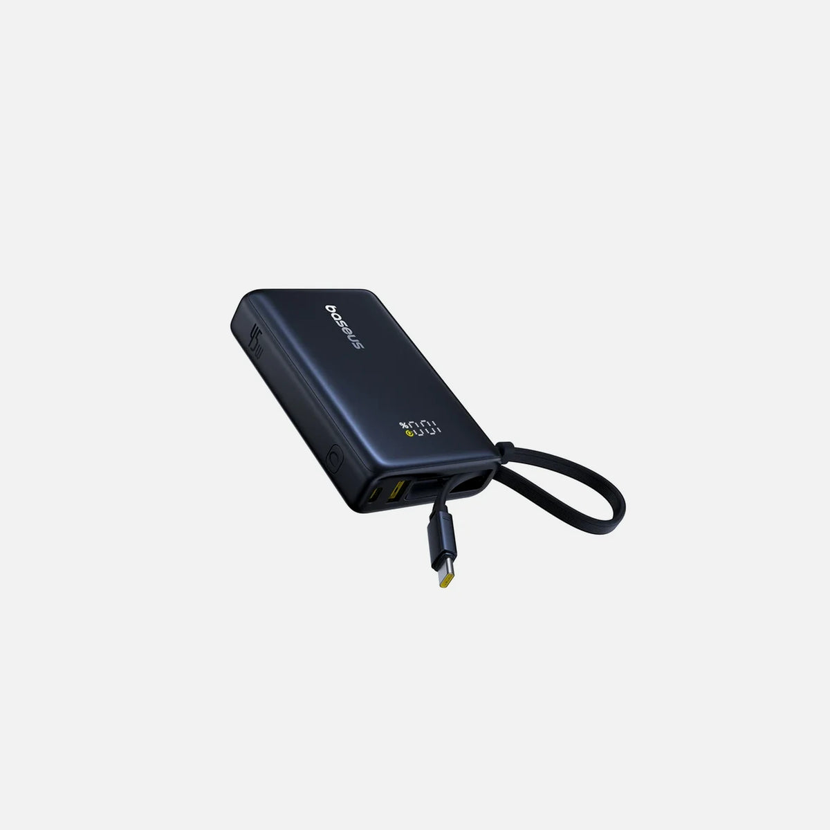 Baseus PicoGo Power Bank 10000mAh – 45W PD, Built-in USB-C Cable, Digital Display, Black