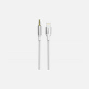 Swissten Textile Lightning to 3.5mm AUX Cable 1.5m – Nylon Braided, MFi, White