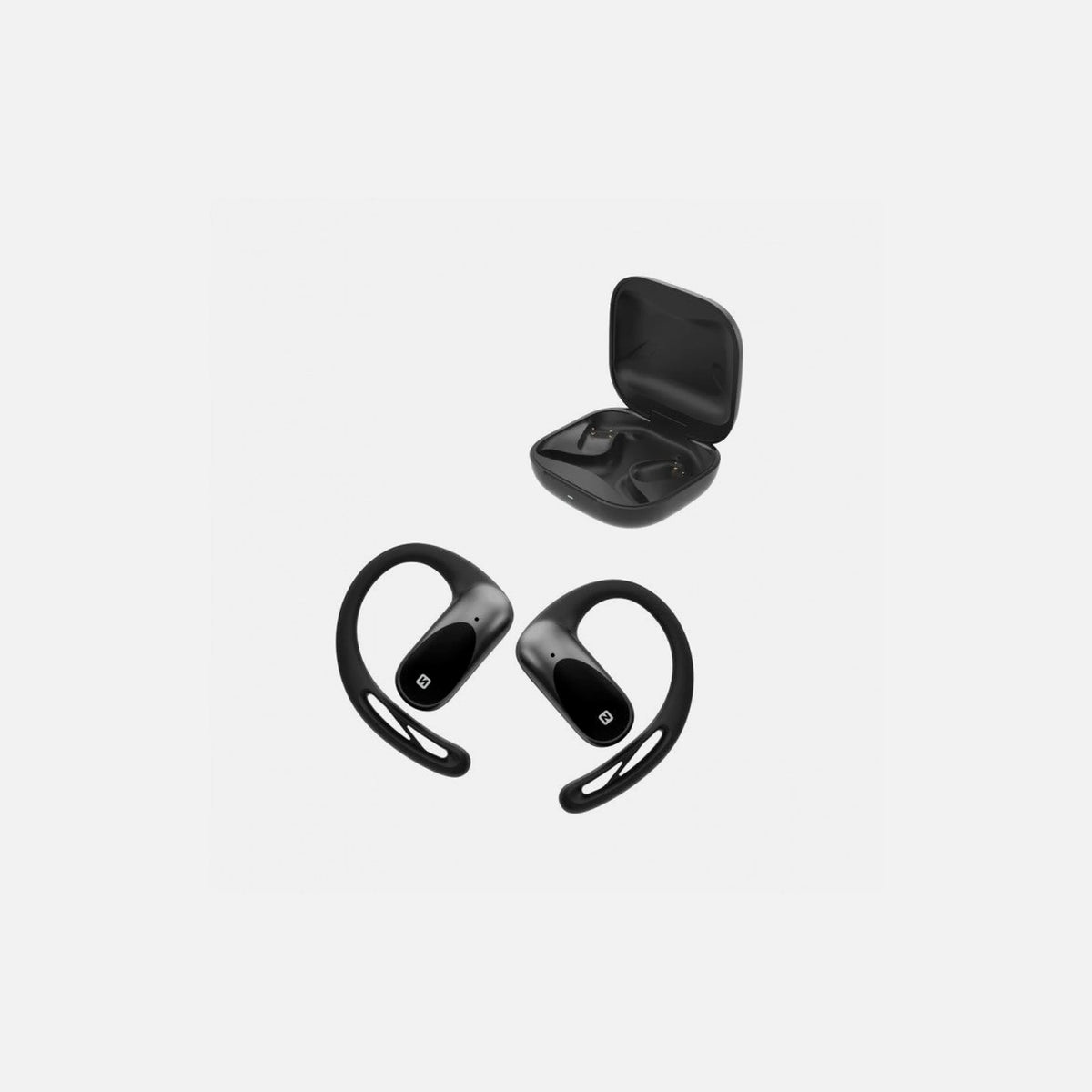 Swissten Run Open-Ear Bluetooth 5.4 Earphones – IP54, AAC, 5h + 40h Case, 8g, Black