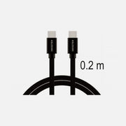 Swissten Textile USB-C to USB-C Cable 20cm – 60W, Nylon Braided, Aluminium Connectors, Black