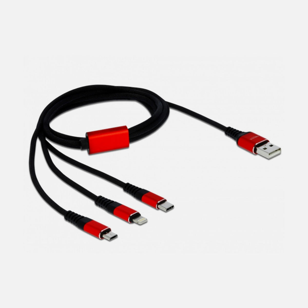 Delock ICOC MUSB-31D - 3-in-1 Lightning to Micro USB USB-C Charging Cable 1m Red