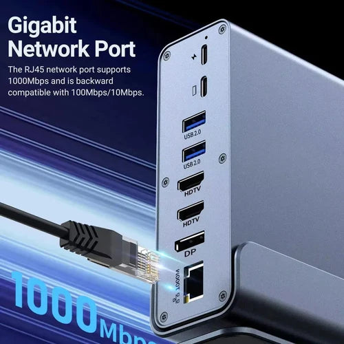 NÖRDIC 15-in-1 USB-C Docking Station – Dual 4K@60Hz Displays, 100W PD & Gigabit Ethernet – view 4