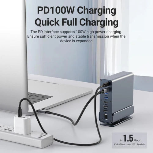 NÖRDIC 15-in-1 USB-C Docking Station – Dual 4K@60Hz Displays, 100W PD & Gigabit Ethernet – view 3