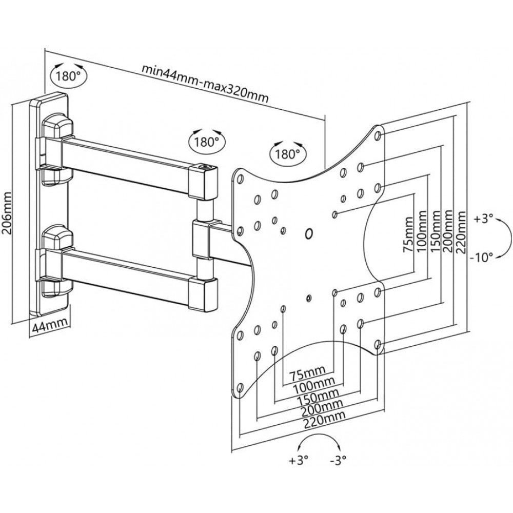 Techly ICA-LCD 2923E Tilting TV Wall Mount 23-42" Black - view 8