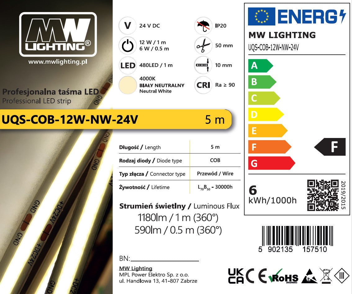 MW Lighting Professional COB Ταινία LED 5m — MPL