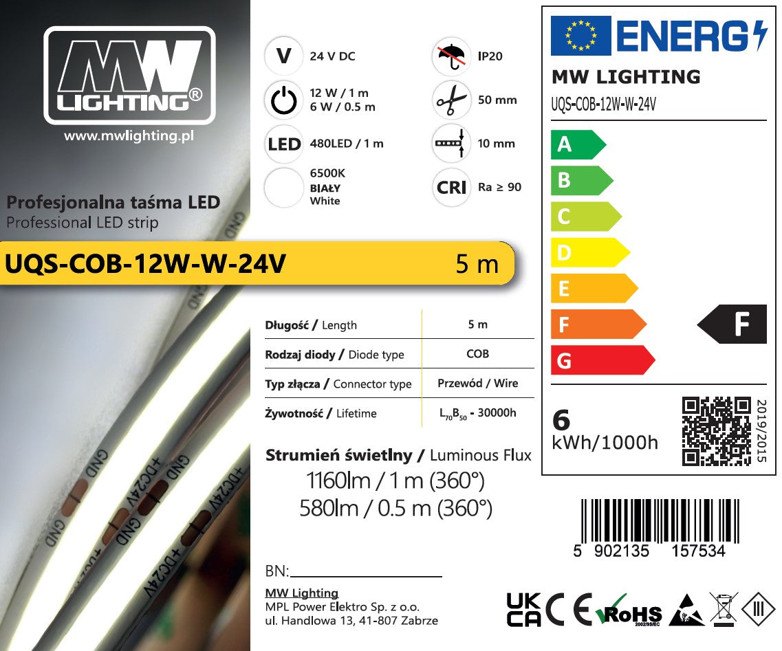 MW Lighting Professional COB Ταινία LED 5m — MPL