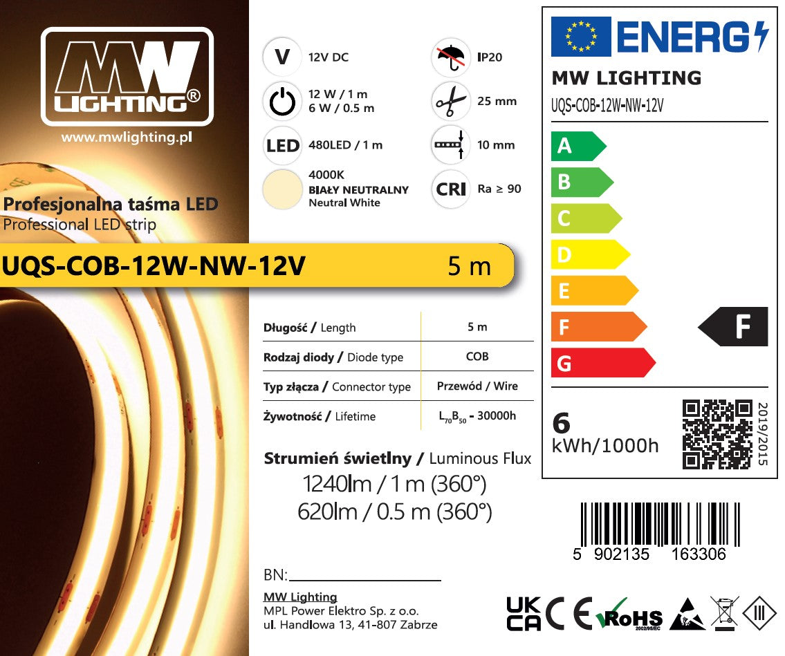 MW Lighting Professional COB Ταινία LED 5m — MPL