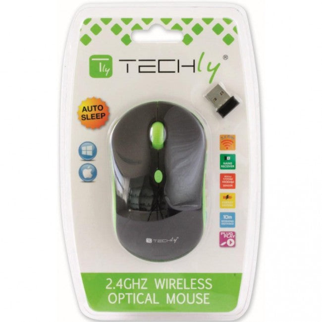 Techly IM 1600-WT-BGW 2.4GHz Wireless Mouse Black/Green — image 2