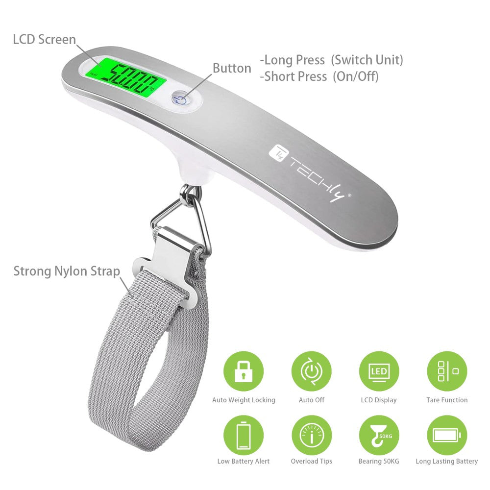 Techly I-HT WL04 Digital Luggage Scale 50kg with LCD Display - view 4