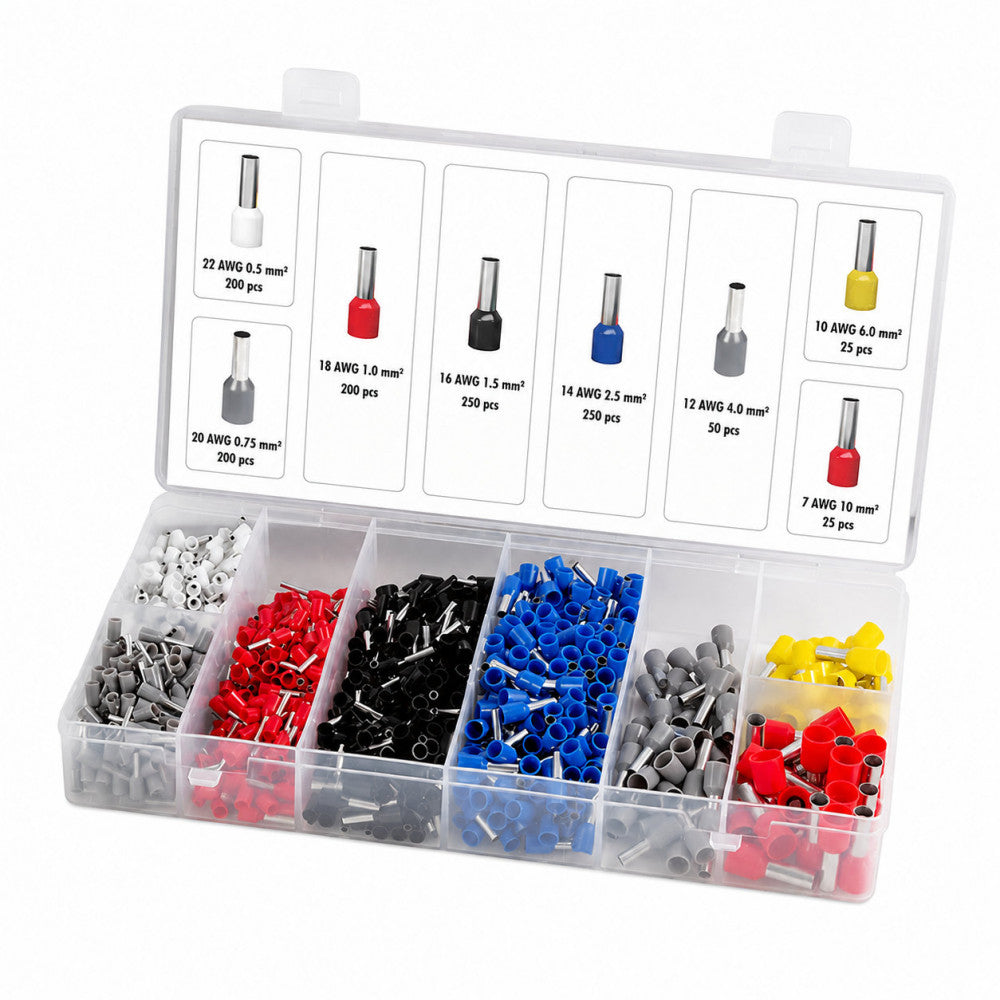 LogiLink IPW-MC-KIT1200 insulated wire ferrule set 1200 pieces colour-coded in case — Cables & Connectors
