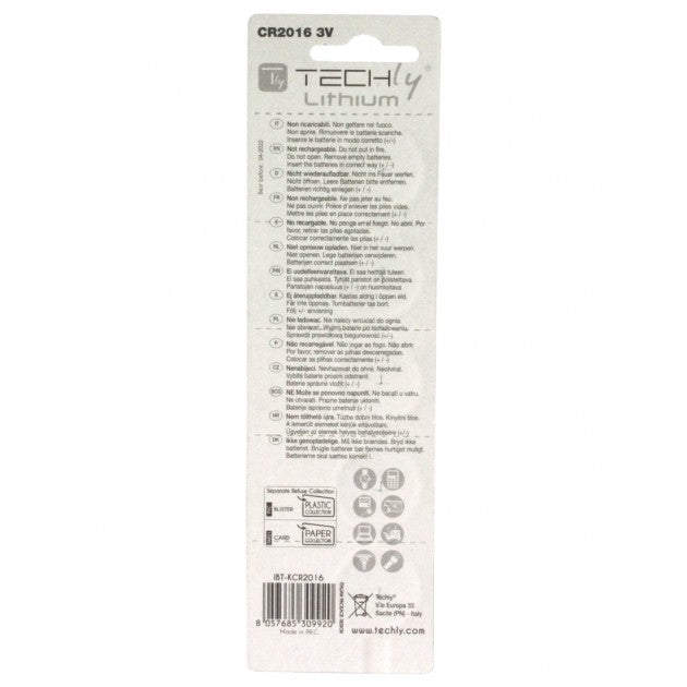 Techly IBT-KCR2016 Lithium CR2016 3V Coin Batteries 5-Pack - view 2