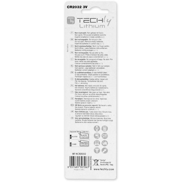 Techly IBT-KCR2032 Lithium CR2032 3V Coin Batteries 5-Pack - View 2