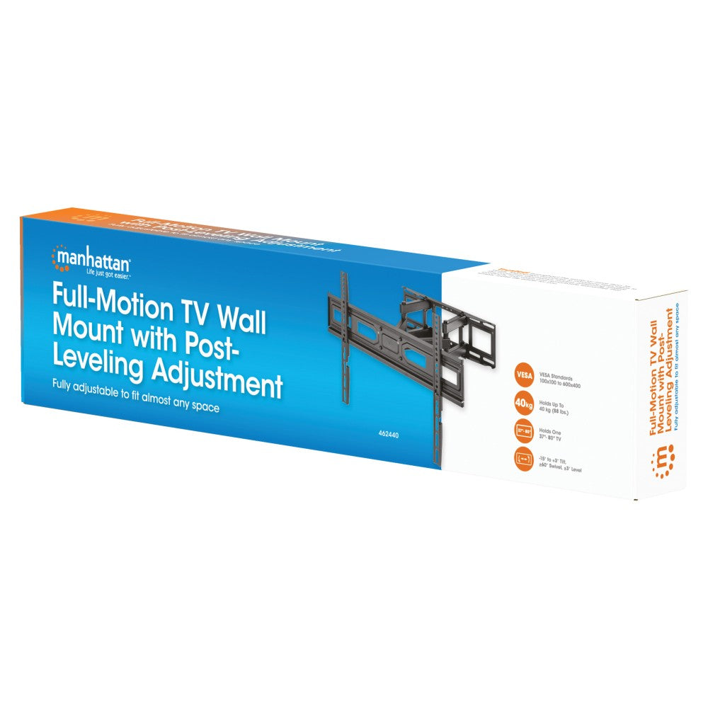 Manhattan ICA-PLB 344LM2 Full-Motion TV Wall Mount 37''–80'' – 40kg, VESA 600×400 & ±60° Swivel