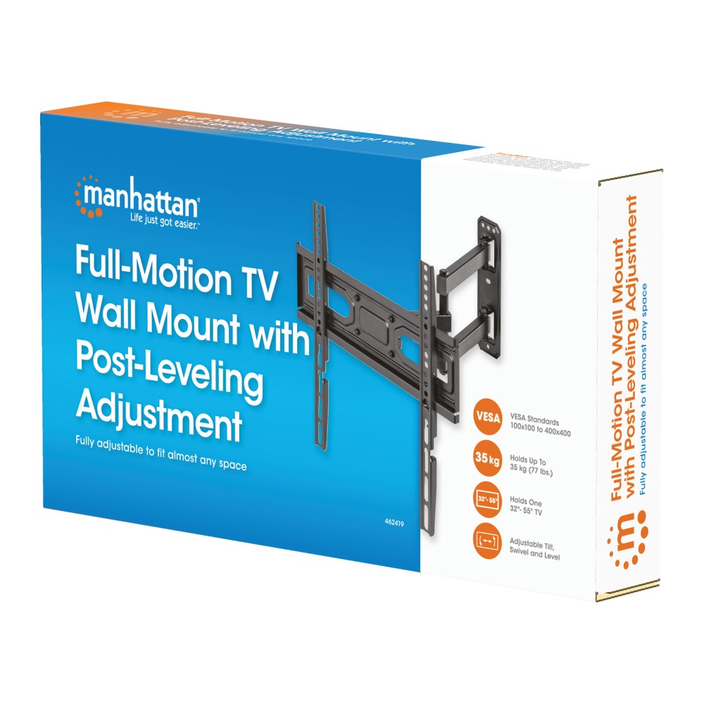 Manhattan ICA-PLB 320M2 Full-Motion TV Wall Mount 32''–55'' – 35kg, VESA 400×400 & ±90° Swivel