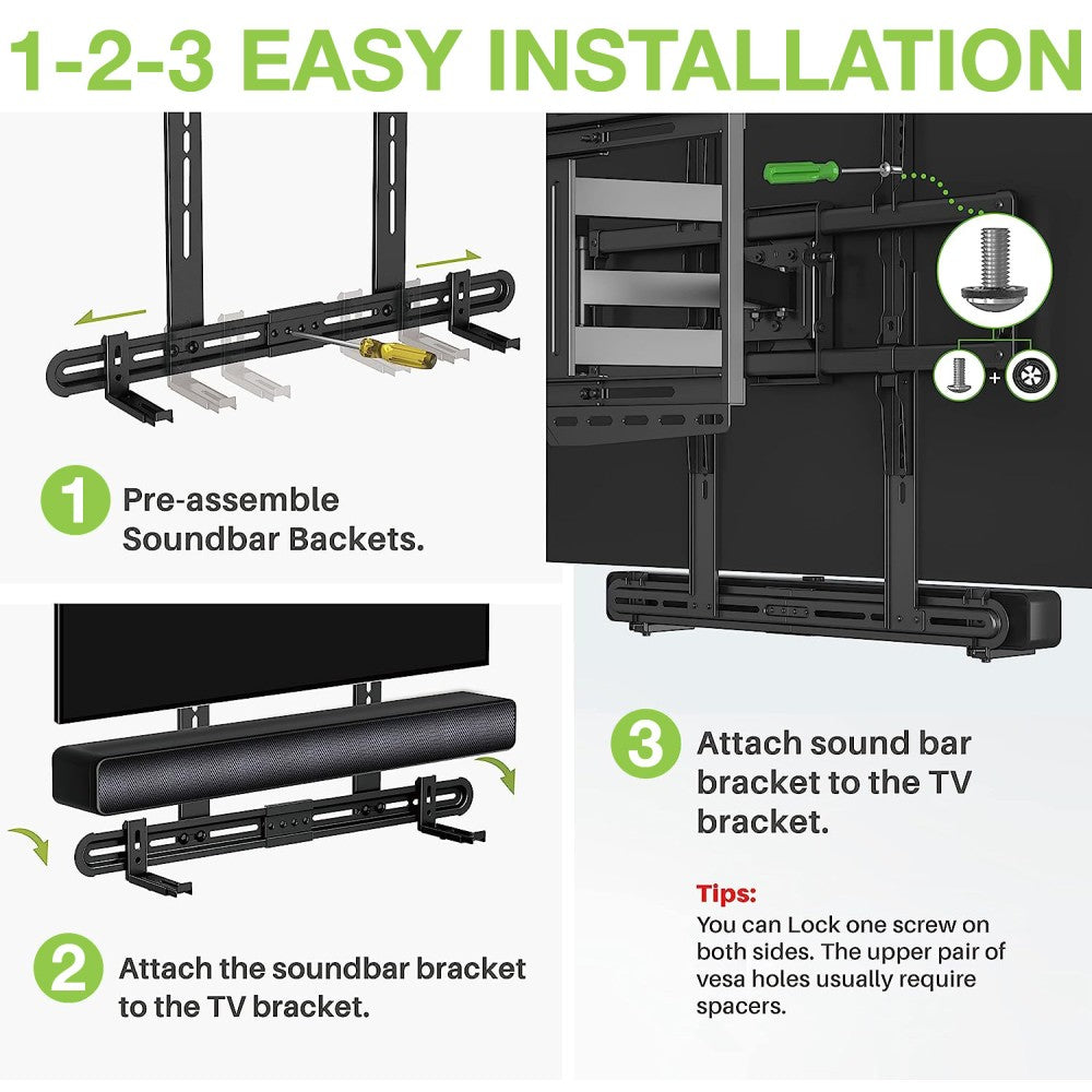 Techly ICA-SP-SB06 Universal Soundbar Mount – VESA 600x400, 8kg, 3 Options