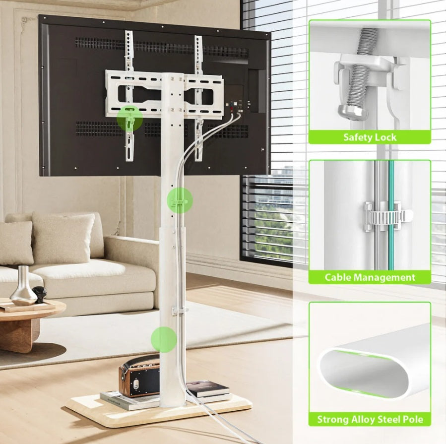 Techly ICA-TR404 – TV Floor Stand 24"–55", VESA 400×400, 30kg, 30° Swivel, Wheels