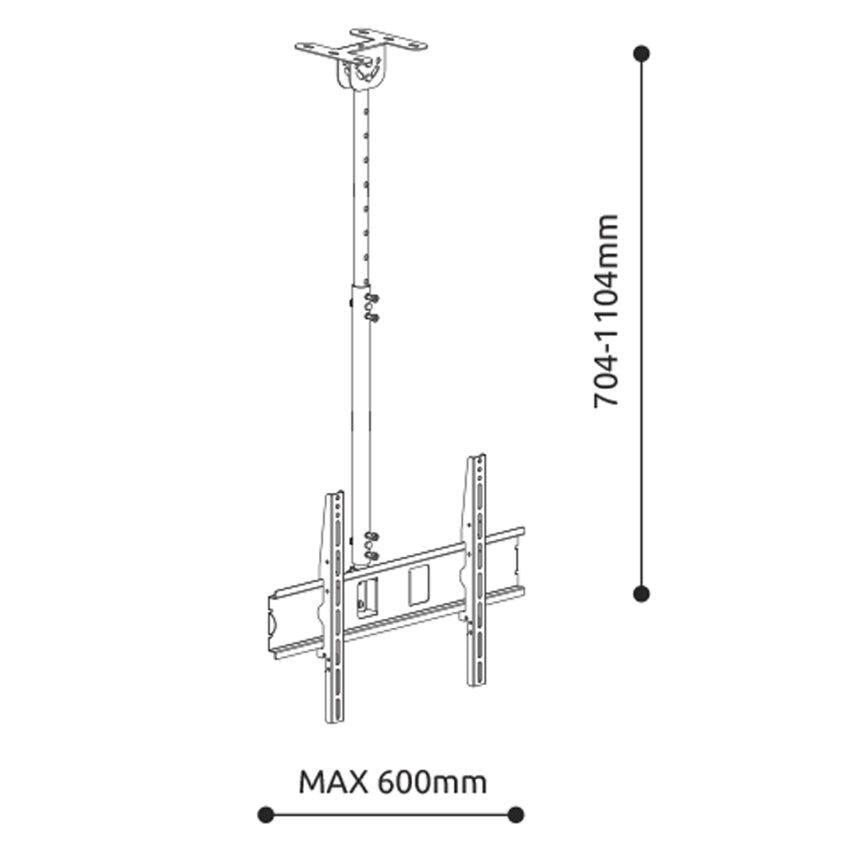 Jolly Line TCM-3280 Telescopic TV Ceiling Mount – 30-80", VESA 600×400, 75kg