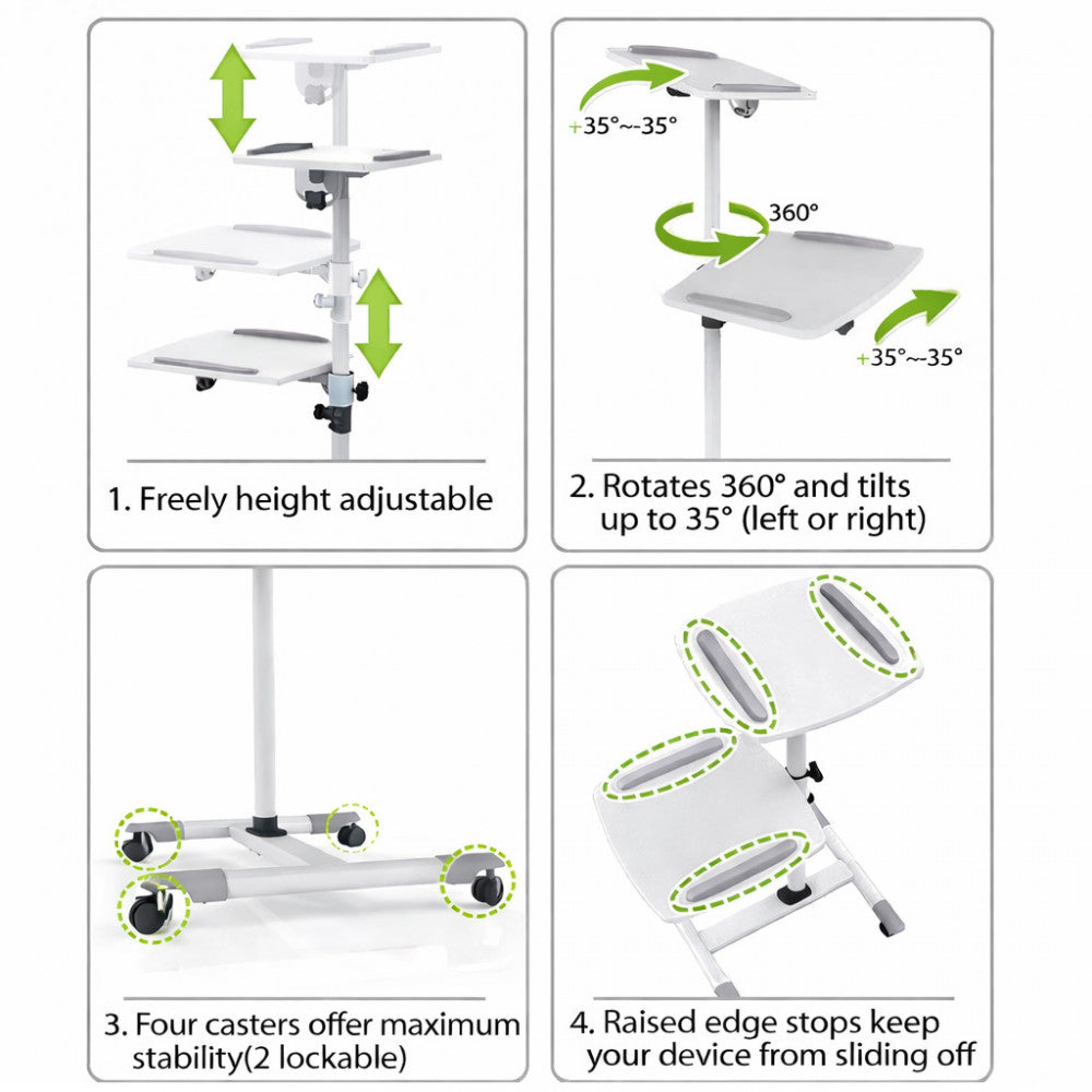 Techly ICA-TB TPM-6 Projector & Laptop Trolley – Height Adj. 850–1100mm, 10kg
