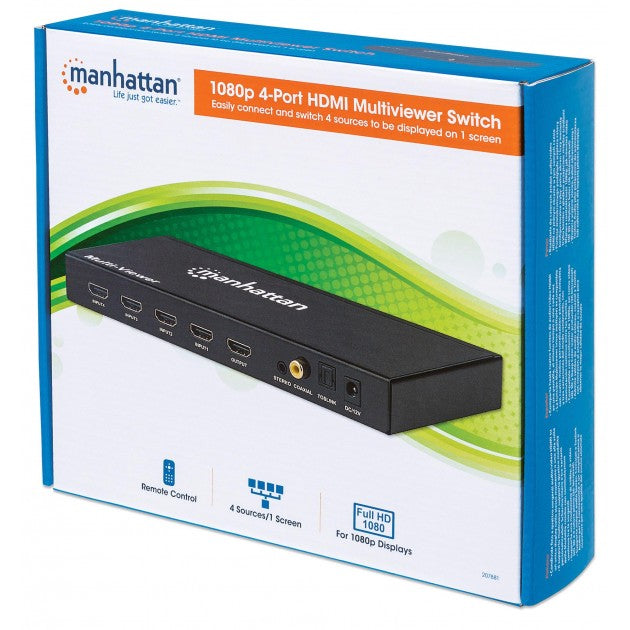 Manhattan IDATA HDMI-41MVMH 4-Port HDMI Multiviewer Switch – 1080p, IR Remote – view 2