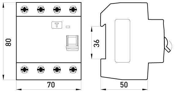 RP ONESTO RCCB 4P 40 A 30 mA – Type A, 6 kA & DIN-Rail Mounted – view 2