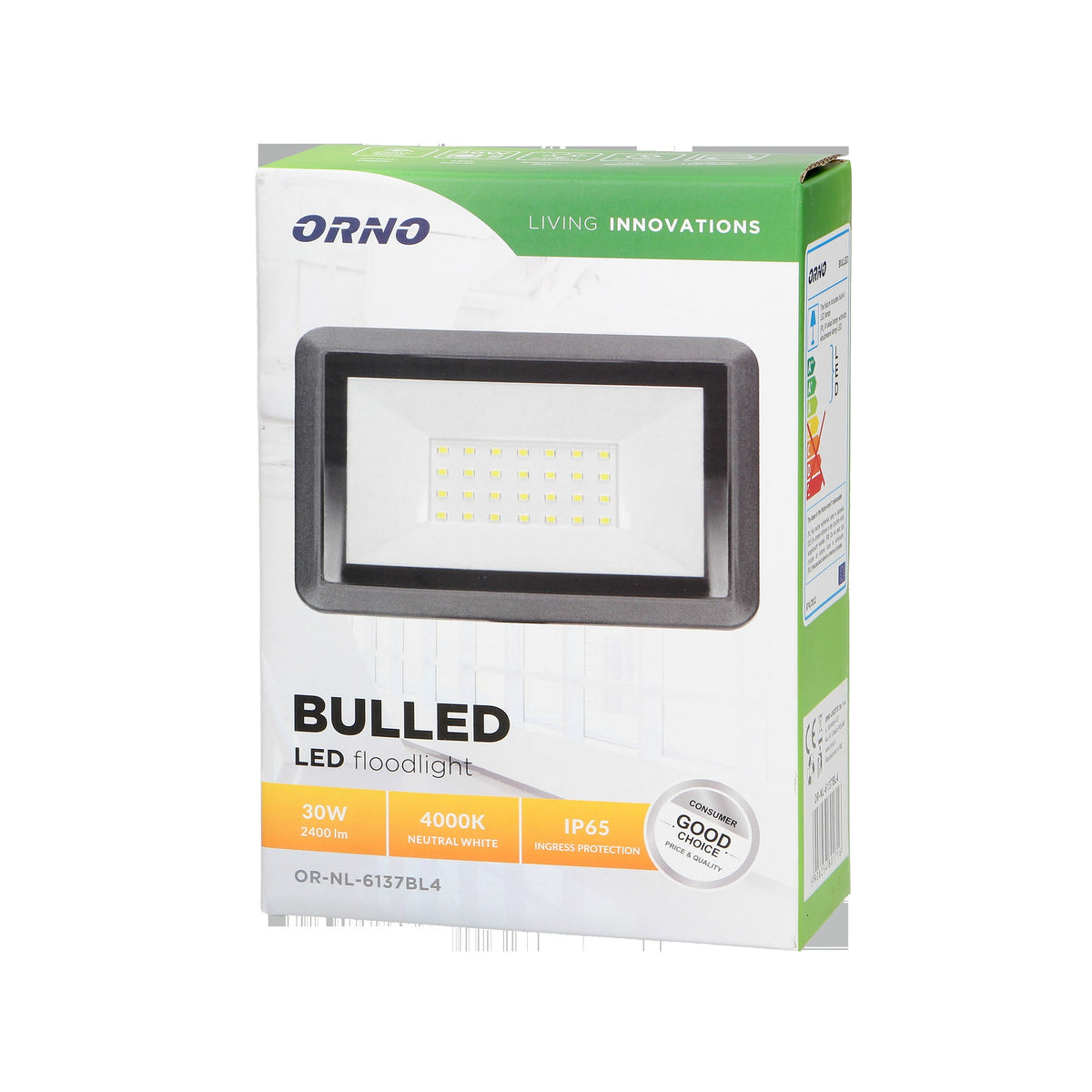 Orno LED Floodlight 30 W 4000 K Black – SMD LED, IP65 & CRI >80 – view 2