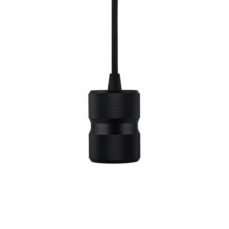 RP Barrel E27 Pendant Kit – Matte Black Aluminium, 1.5m Textile Cable & Canopy – view 2