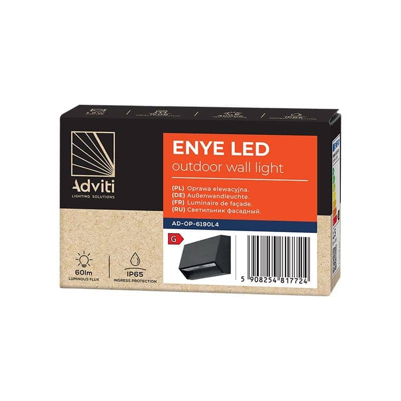 RD-ORNO 6190 ENYE Επιτοίχιο Φωτιστικό Εξωτερικού Χώρου LED 1.5W 4000K IP65 Γκρι
