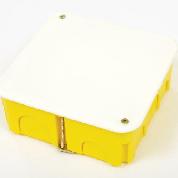 Courbi 08-21043-105 Square Plasterboard Junction Box 105×105×45 mm – IP3X & Yellow
