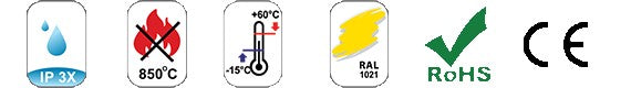 Courbi 08-21042-003 Triple Switch Box Φ65×205×45 mm Plasterboard – IP3X HF & Yellow – view 2