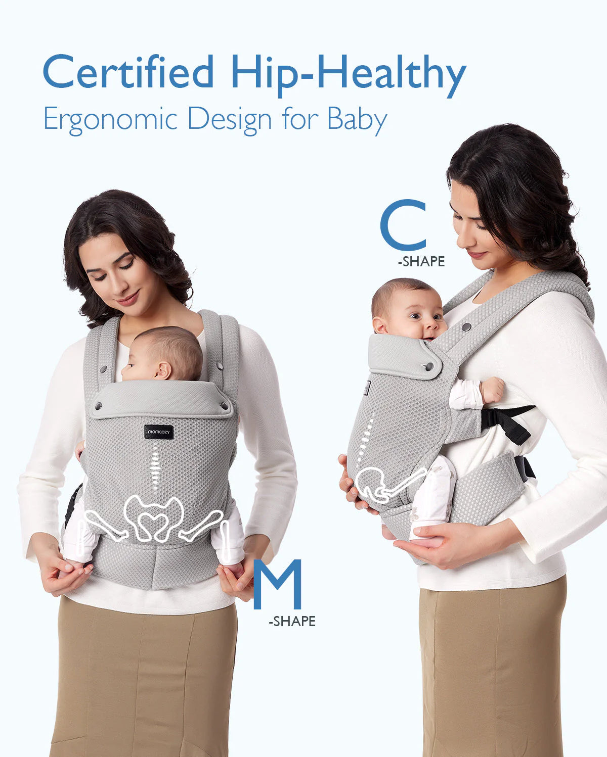 Momcozy PureHug Air Mesh Baby Carrier Gray – Ergonomic, 3–20kg & Machine Washable – view 4