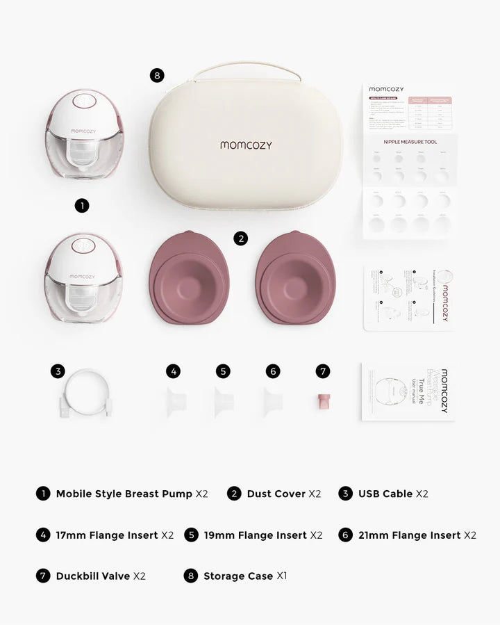 Momcozy BP354-NR71BA-B M6 Hands-Free Breast Pump – Double, 295mmHg, 3 Modes, 9 Levels, Red