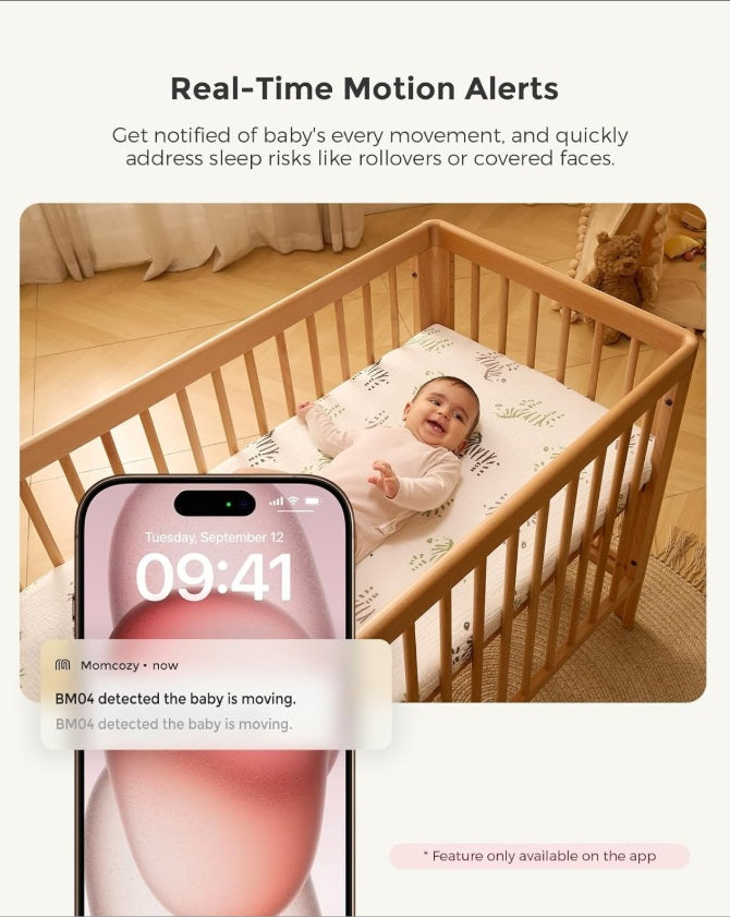 Momcozy BM016-WH94BA-A Smart WiFi Baby Monitor – 1080P, 5" Screen, Night Vision, 2-Way Audio