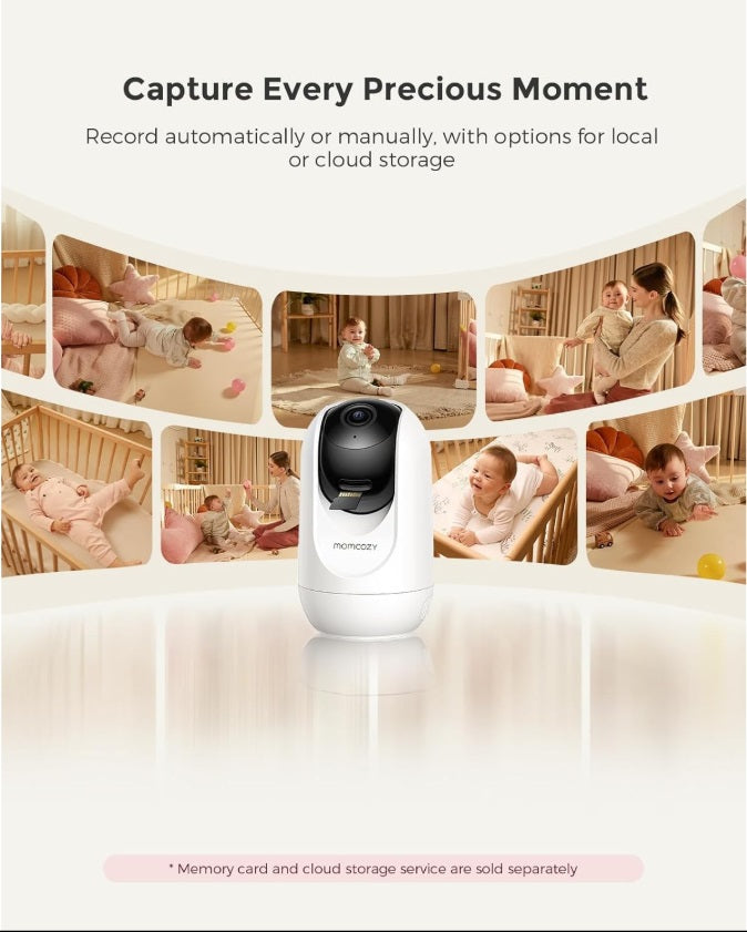 Momcozy BM016-WH94BA-A Smart WiFi Baby Monitor – 1080P, 5" Screen, Night Vision, 2-Way Audio