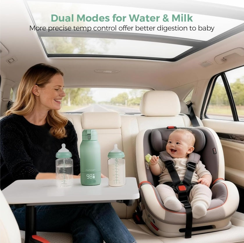 Momcozy MW005-GE94BA-A Portable Bottle Warmer – 500ml, Breast Milk & Water, 36W, Green