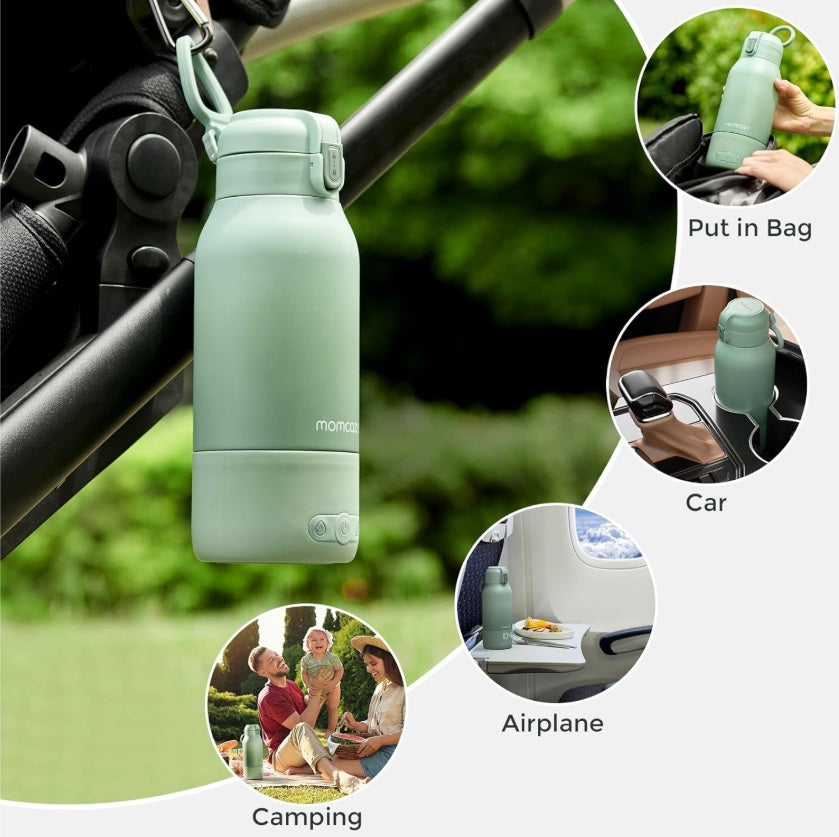 Momcozy MW005-GE94BA-A Portable Bottle Warmer – 500ml, Breast Milk & Water, 36W, Green